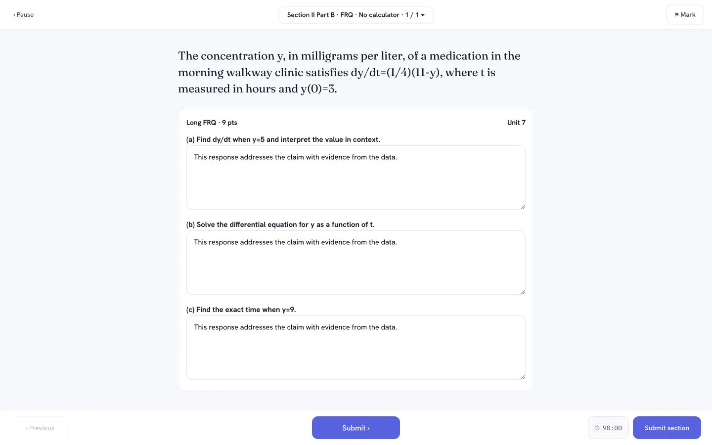 PrepScore AP Calculus AB Full mock exams product screen