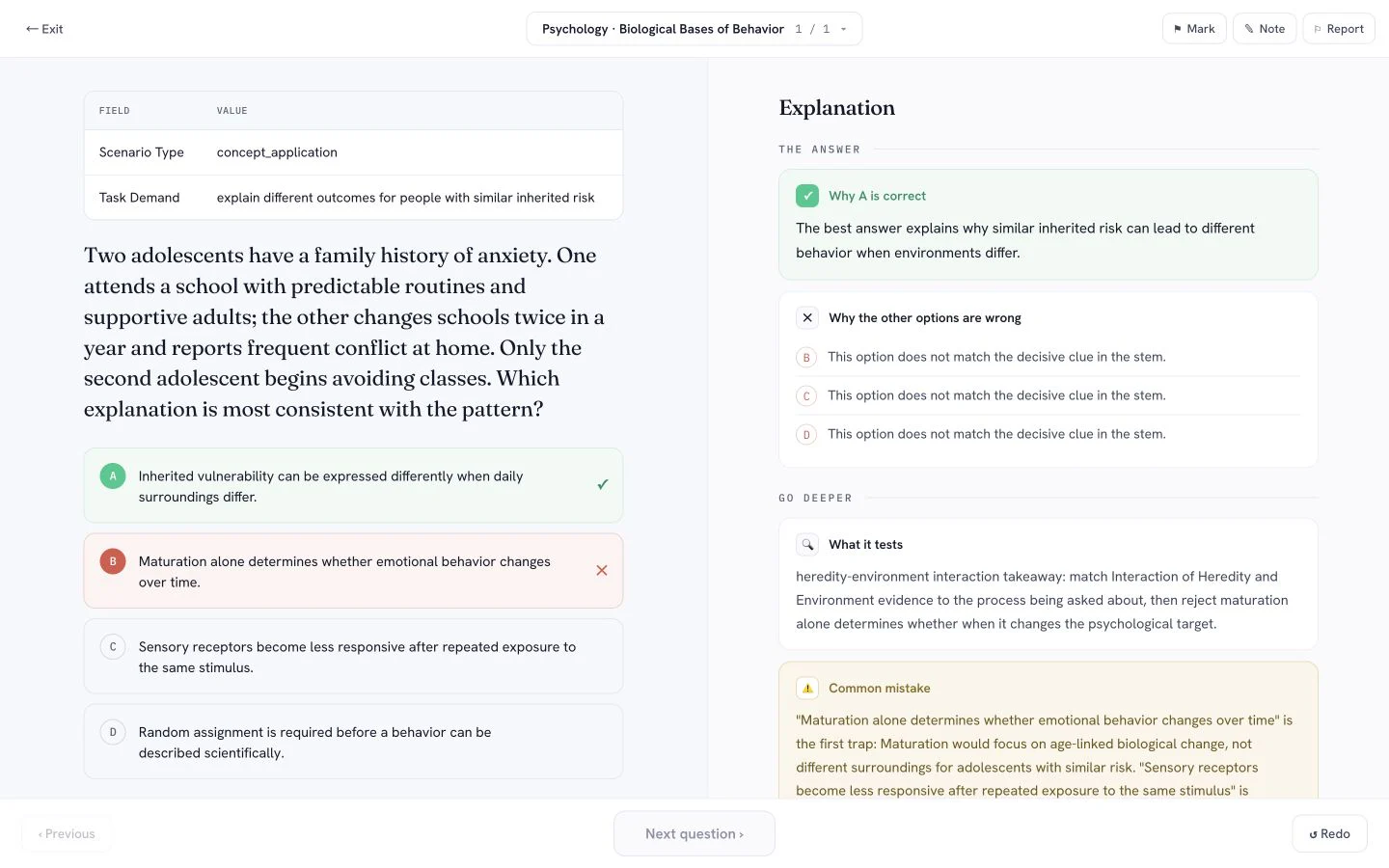 PrepScore AP Psychology Practice product screen