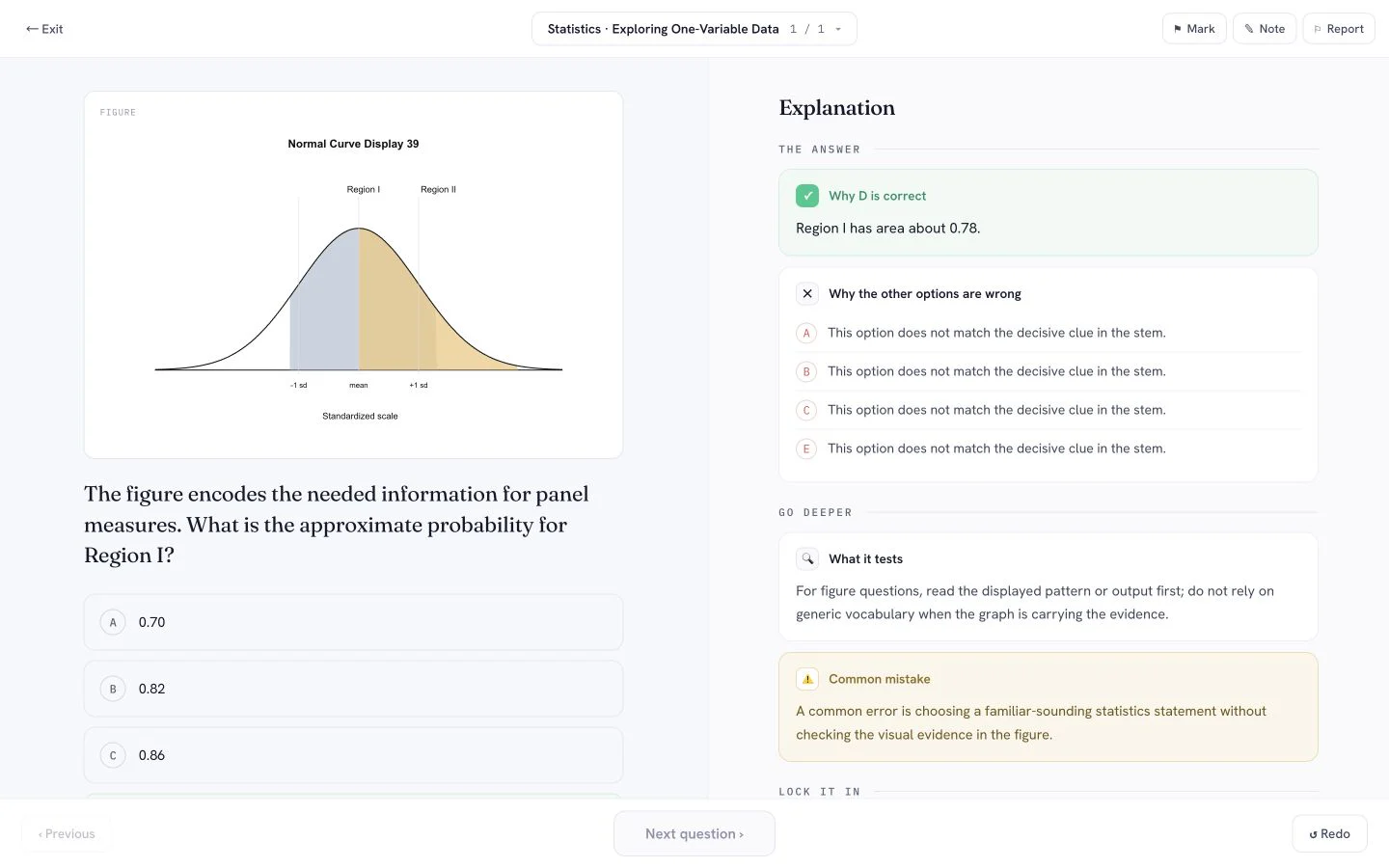 PrepScore AP Statistics Practice product screen