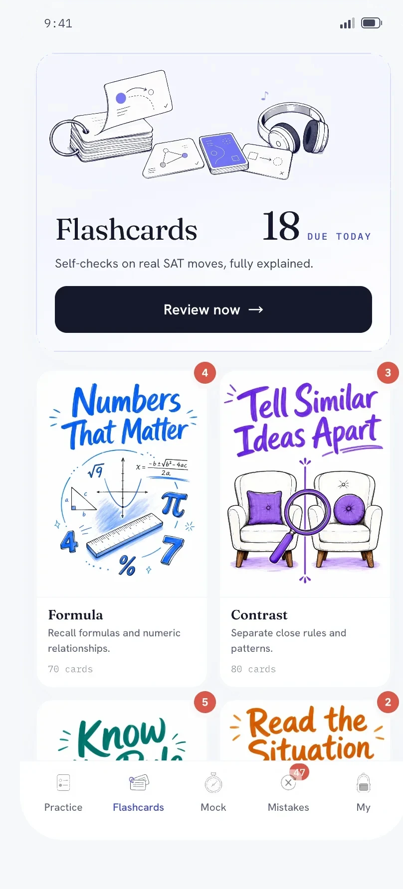 SAT flashcards screen