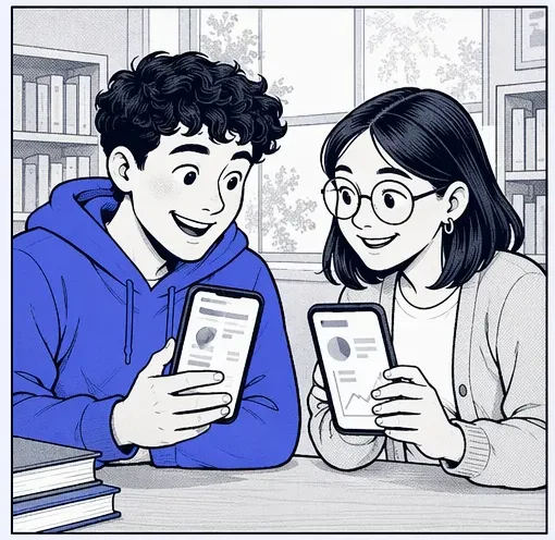 Two students practicing the digital SAT