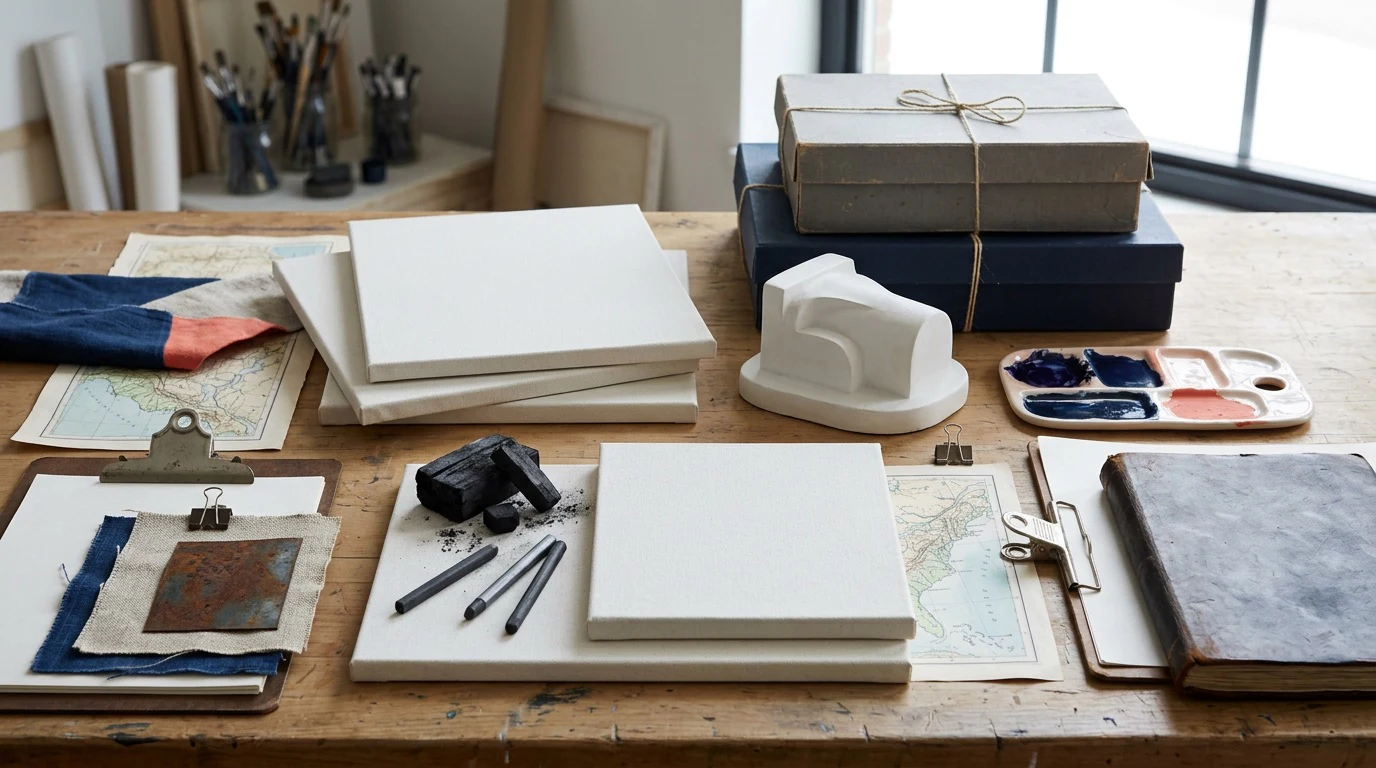 AP 2-D Art and Design: Build a subject-pure art or portfolio study scene from physical materials and visual evidence