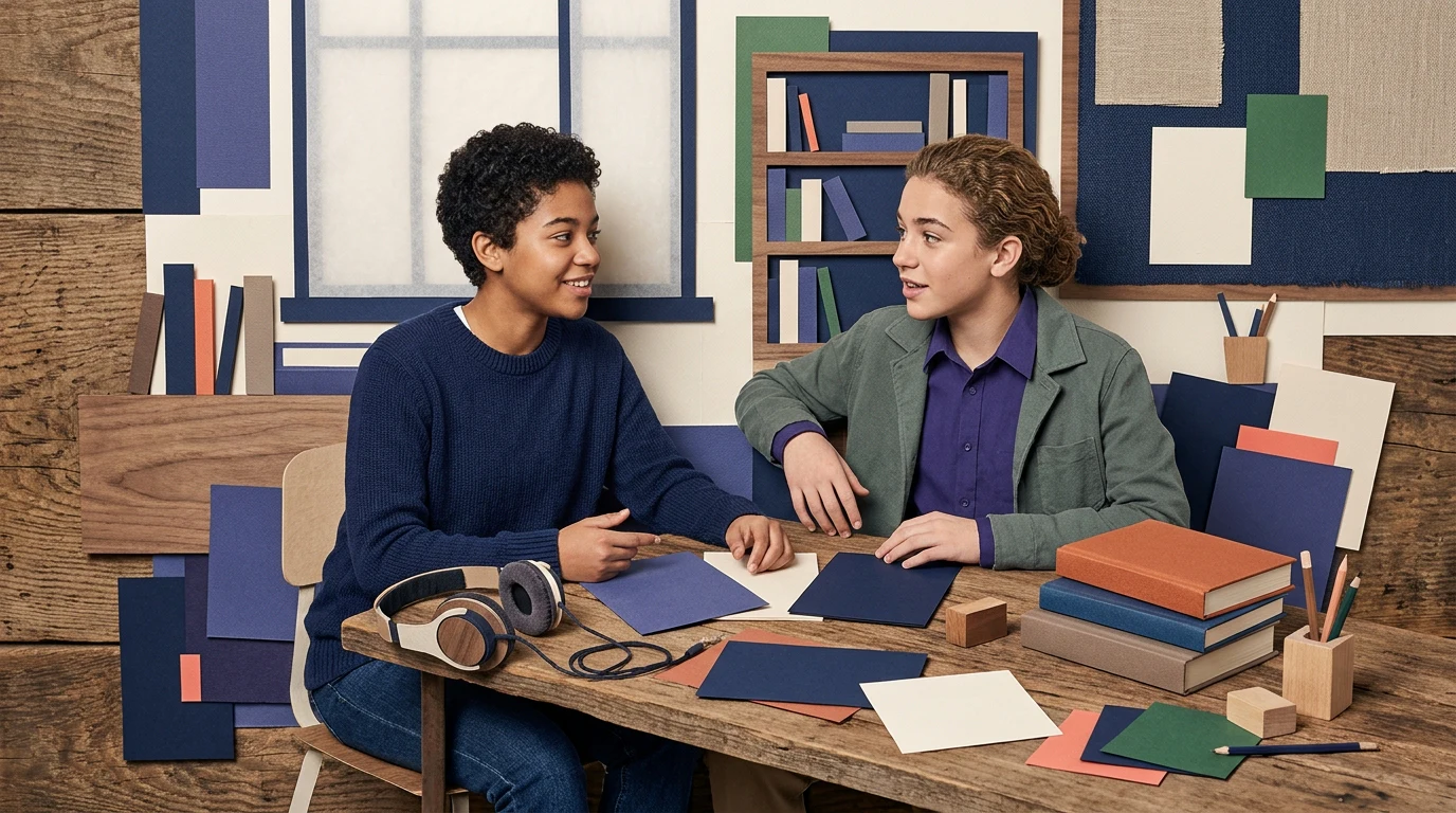 AP Italian Language: Focus on listening, reading, speaking or literary analysis through headphones, annotated cards, books, waveform shapes or a language-club interaction