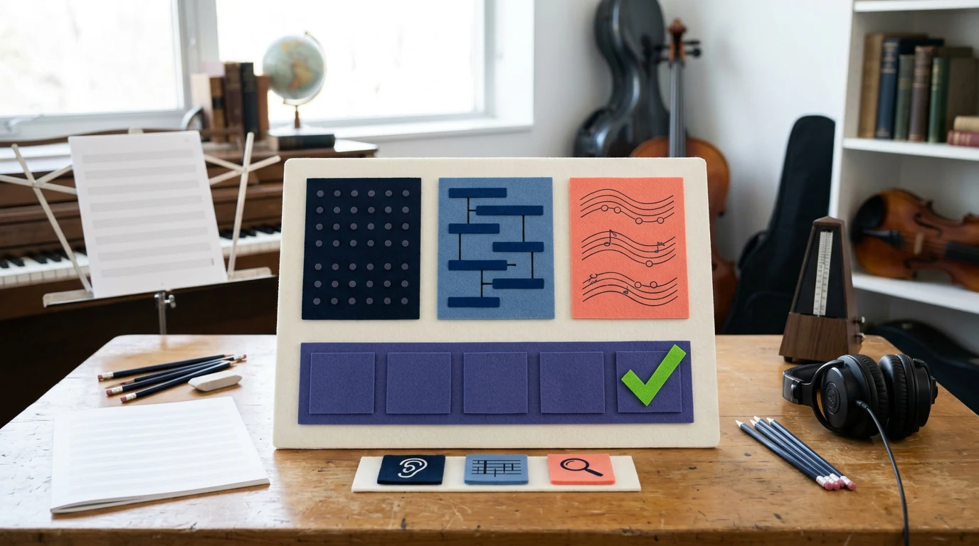 AP Music Theory: Build a subject-pure art or portfolio study scene from physical materials and visual evidence