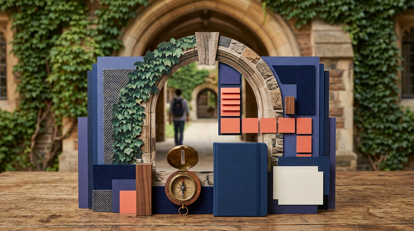 Princeton SAT range at a glance: an admissions-planning scene tied to the named college context without logos or an exact campus claim