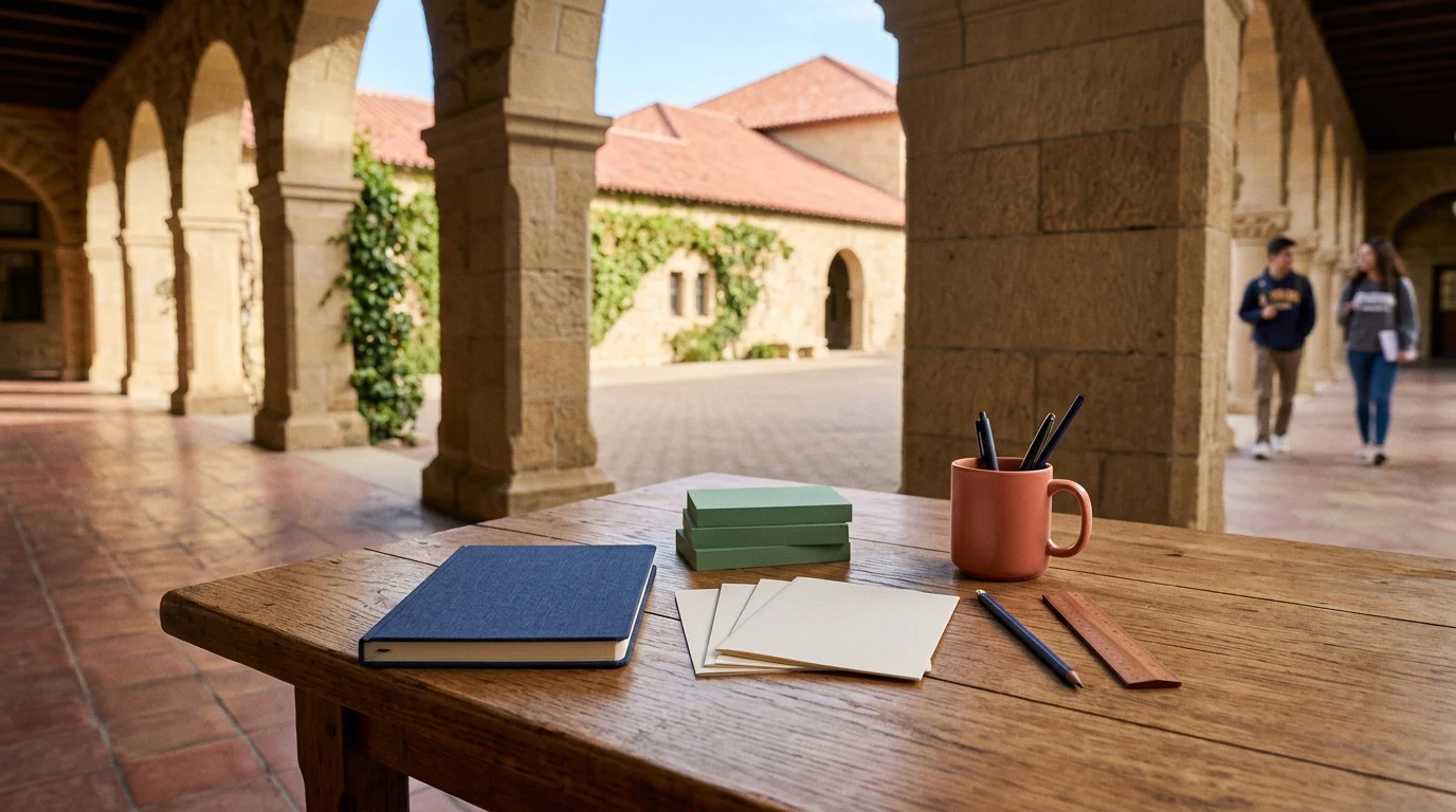 Good SAT score for Stanford: an admissions-planning scene tied to the named college context without logos or an exact campus claim