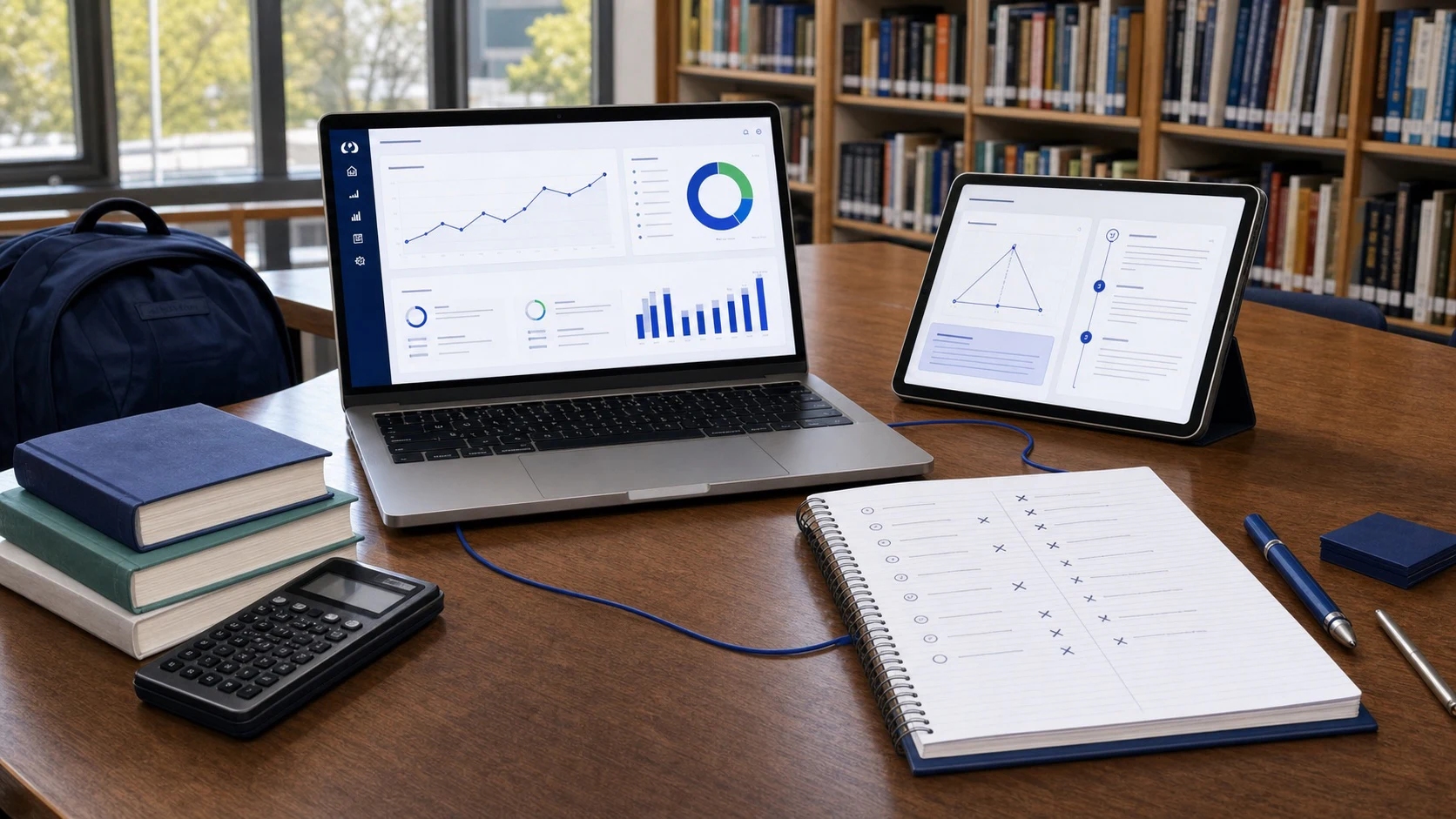 Photographic SAT study workflow connecting adaptive mock, explanation and mistake review tools