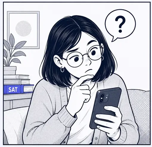 A student puzzling over a tough SAT question